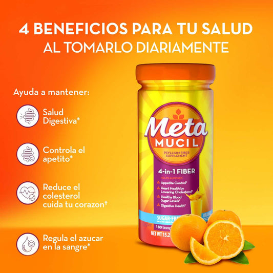 Metamucil® Sabor Naranja - Fibra 100% Natural para tu Digestión